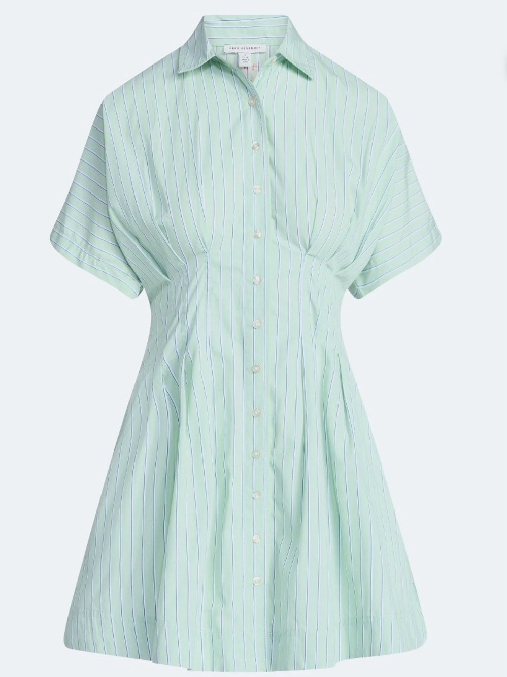 NWT Free Assembly Womens Short Sleeve Cotton Corset Mini Shirtdress Size M Mint - Picture 2 of 8